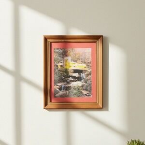 Vintage Frank Lloyd‎ Wright "Fallingwater" Framed Architectural Art Print